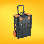 Caja resistente diseñada para organizar y almacenar herramientas de manera segura y accesible, ideal para profesionales y aficionados al bricolaje. 