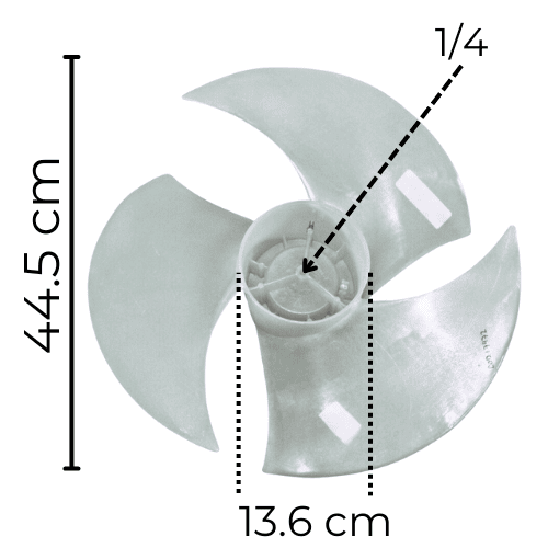 Aspa Para Condensador York 2 Ton S/F S-Adk, 3 Hojas, Diametro Exterior 44.5Cm, Centro 13.6Cm, Flecha 1/4 - 00H10204611 Aspa Para Condensador York 2 Ton S/F S-Adk, 3 Hojas, Diametro Exterior 44.5Cm, Centro 13.6Cm, Flecha 1/4 - 00H10204611
