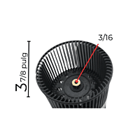 Turbina para Campana Modelo MCV60WS/MCV90WS Largo 5 1/8 Ancho 9 7/8 Flecha 3/16 CW Derecha- 09020700053 Turbina para Campana Modelo MCV60WS/MCV90WS Largo 5 1/8 Ancho 9 7/8 Flecha 3/16 CW Derecha- 09020700053
