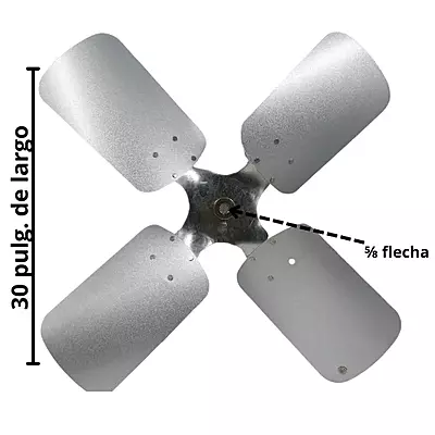 Aspa De Acero Para Central Carrier, 4 Hojas, 30 X 5/8 Pulgadas, Rotacion Cw - La01Ew-032