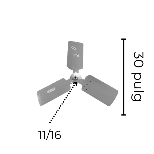 Aspa de Aluminio Largo 30 X 5/8Pulg x 3 Hojas - 026-25579-000 Aspa de Aluminio Largo 30 X 5/8Pulg x 3 Hojas - 026-25579-000