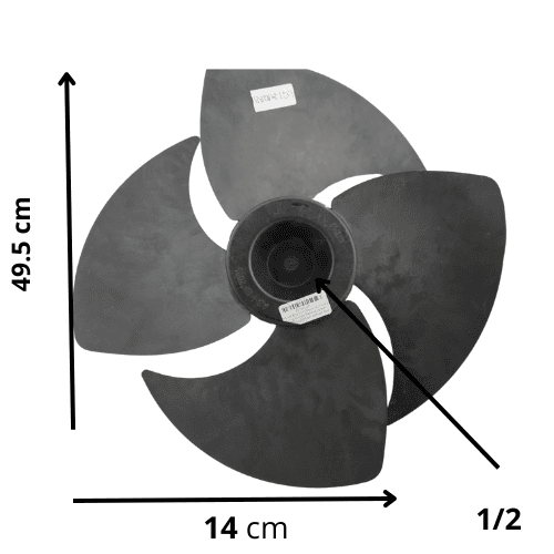 Aspa Minisplit Samsung, 2 Ton, Mod UQT2 Largo 49.5 cm Ancho 14 cm, Flecha 1/2 4 hojas - UQT24A2RB Aspa Minisplit Samsung, 2 Ton, Mod UQT2 Largo 49.5 cm Ancho 14 cm, Flecha 1/2 4 hojas - UQT24A2RB