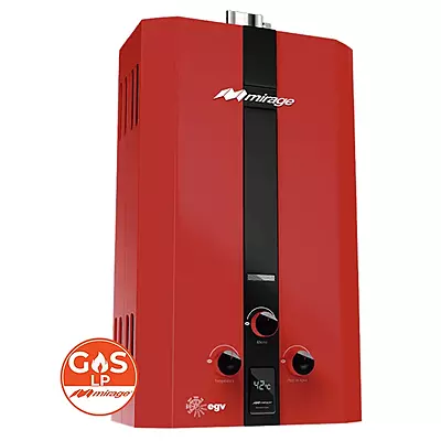 Calentador de Paso Baja Presion Mirage Color Rojo 10 Litros 1-1/2 Servicio Flux 10 Gas LP - MBF10BB