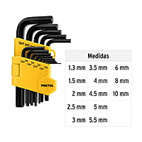 Juego de 13 llaves Allen milimétricas c/organizador, Pretul - ALL-13M-P / 21857 Juego de 13 llaves Allen milimétricas c/organizador, Pretul - ALL-13M-P / 21857