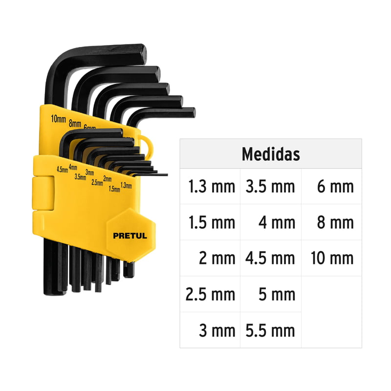 Juego de 13 llaves Allen milimétricas c/organizador, Pretul - ALL-13M-P / 21857 Juego de 13 llaves Allen milimétricas c/organizador, Pretul - ALL-13M-P / 21857