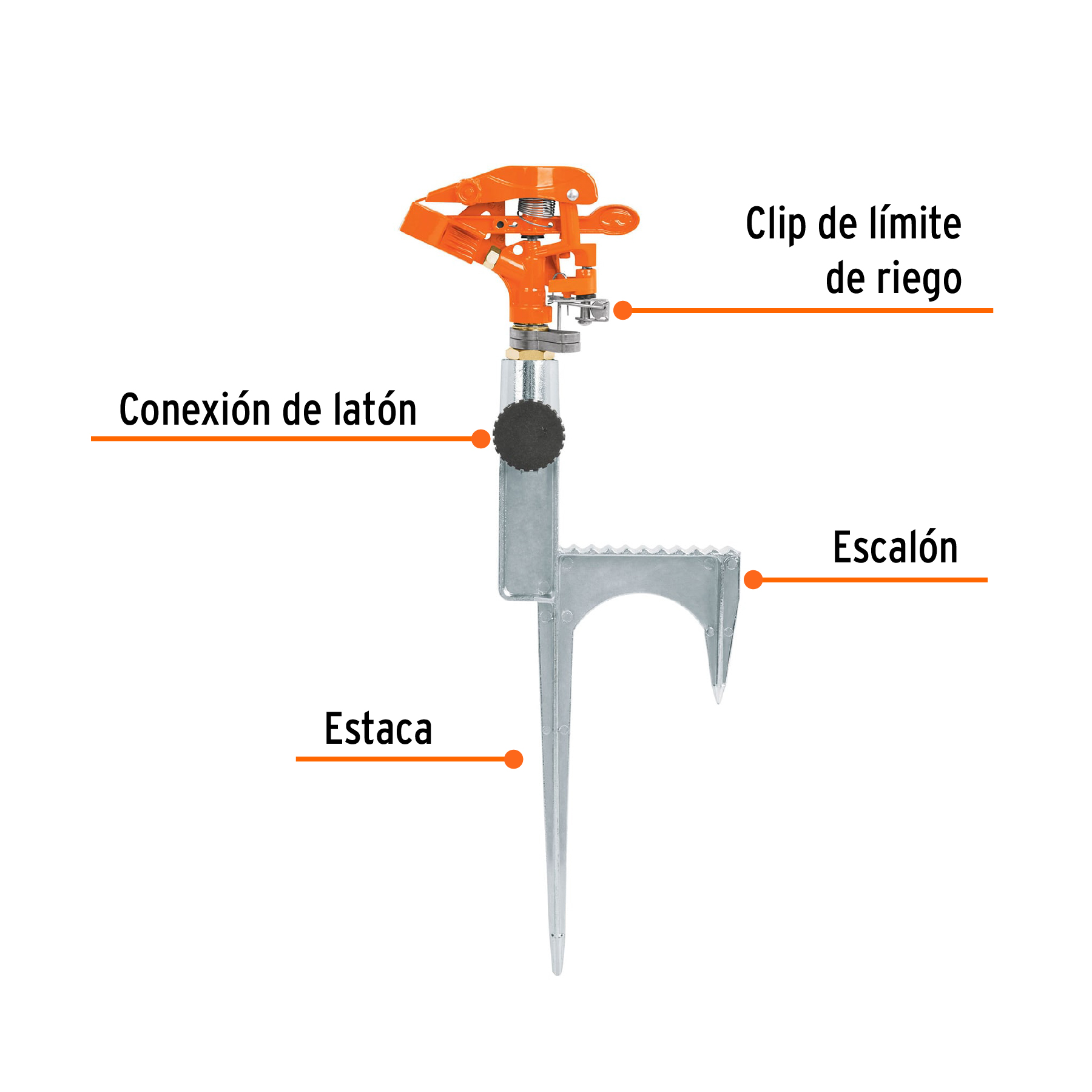 Aspersor metálico reforzado, estaca de escalón - ASP-11R / 10323