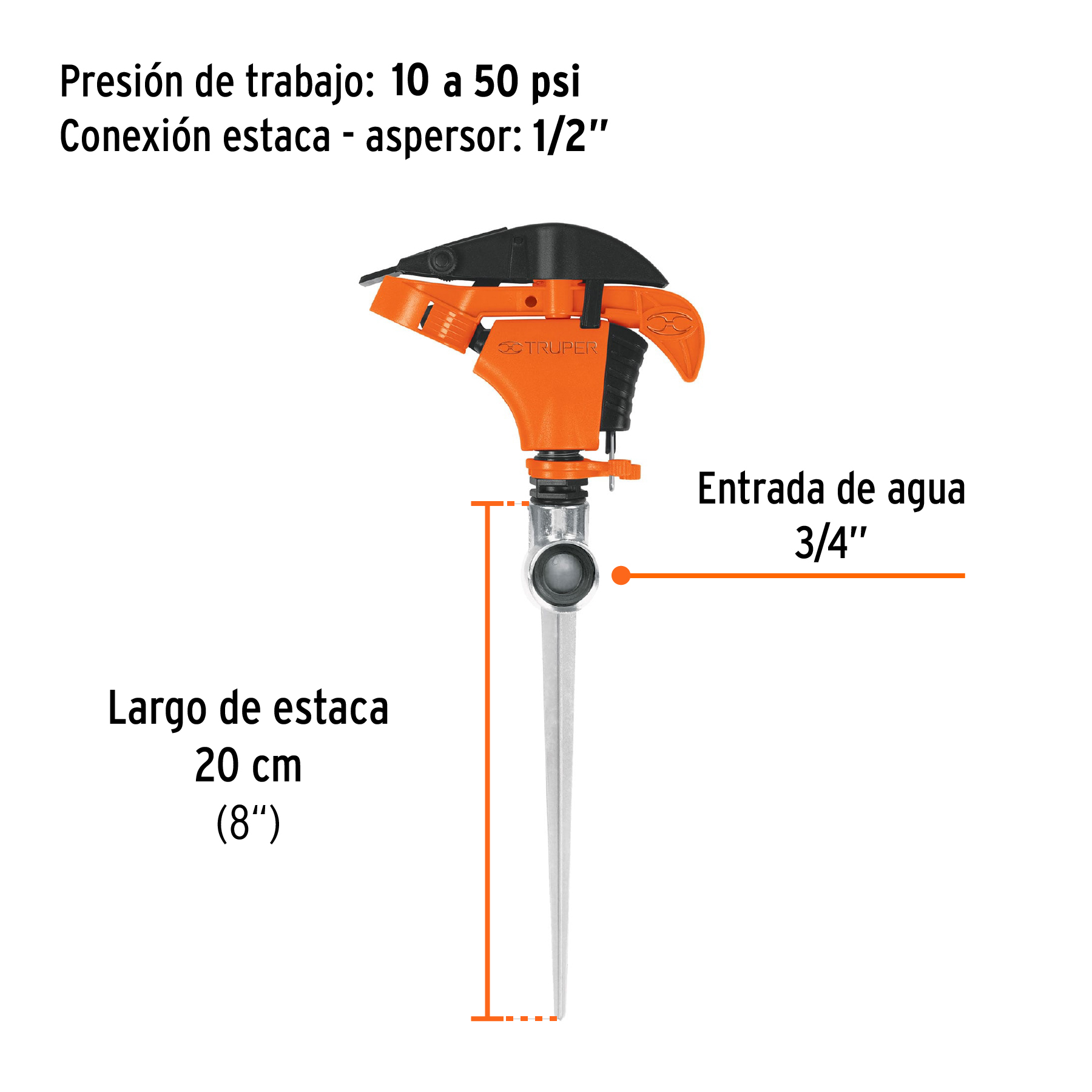 Aspersor plástico una vía, estaca de 11' - ASP-P11 / 10336 Aspersor plástico una vía, estaca de 11' - ASP-P11 / 10336