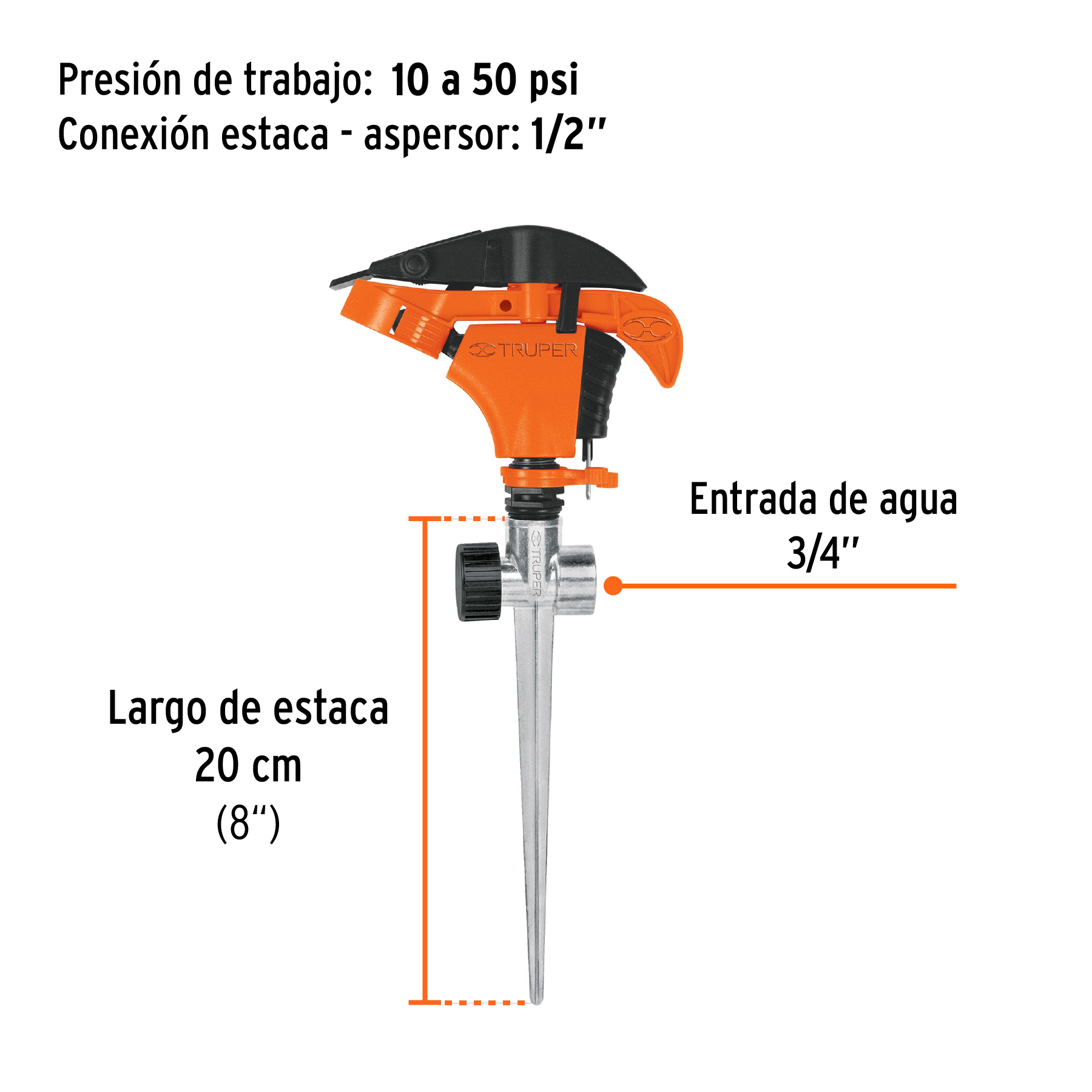 Aspersor plástico dos vías, estaca de 11' - ASP-P11X / 10339 Aspersor plástico dos vías, estaca de 11' - ASP-P11X / 10339