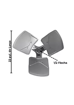 Aspa Metalica Central Carrier 3 Hojas Rotacion Cw Flecha 1/2 Diametro 22 Pulgadas - La01Ra-044