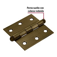 Bisagra cuadrada 2-1/2', acero latonado antiguo, redonda - BC-252R / 43245 Bisagra cuadrada 2-1/2', acero latonado antiguo, redonda - BC-252R / 43245