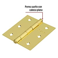 Bisagra cuadrada 3', acero latonado, plana, Hermex Basic - BC-301PP / 28800 Bisagra cuadrada 3', acero latonado, plana, Hermex Basic - BC-301PP / 28800