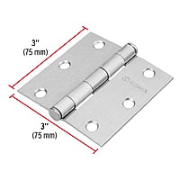 Bisagra cuadrada 3', acero cromo mate, plana - BC-303P / 43261 Bisagra cuadrada 3', acero cromo mate, plana - BC-303P / 43261
