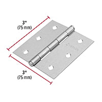 Bisagra cuadrada 3', acero cromo mate, plana, Hermex Basic - BC-303PP / 23687 Bisagra cuadrada 3', acero cromo mate, plana, Hermex Basic - BC-303PP / 23687