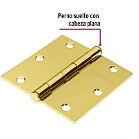Bisagra cuadrada 3-1/2', acero latonado, plana - BC-351P / 43238 Bisagra cuadrada 3-1/2', acero latonado, plana - BC-351P / 43238