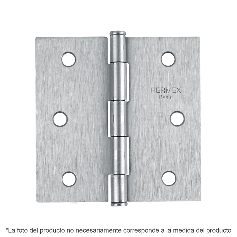 Bisagra cuadrada 3-1/2', acero cromo mate,plana,Hermex Basic - BC-353PP / 23688 Bisagra cuadrada 3-1/2', acero cromo mate,plana,Hermex Basic - BC-353PP / 23688