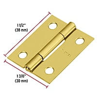 Bisagra rectangular 1-1/2', acero latonado - BR-151 / 43193 Bisagra rectangular 1-1/2', acero latonado - BR-151 / 43193