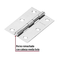 Bisagra rectangular 2-1/2', acero pulido - BR-250 / 43188 Bisagra rectangular 2-1/2', acero pulido - BR-250 / 43188