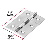 Bisagra rectangular 2-1/2', acero inoxidable - BR-254 / 43202 Bisagra rectangular 2-1/2', acero inoxidable - BR-254 / 43202