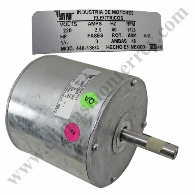 Motor Condensador, 1/4 Hp, Fases 3,448-136/4, 220V, 2.0A, 60Hz, 1725 Rpm, Armazon 48 - 448-136/4 Motor Condensador, 1/4 Hp, Fases 3,448-136/4, 220V, 2.0A, 60Hz, 1725 Rpm, Armazon 48 - 448-136/4