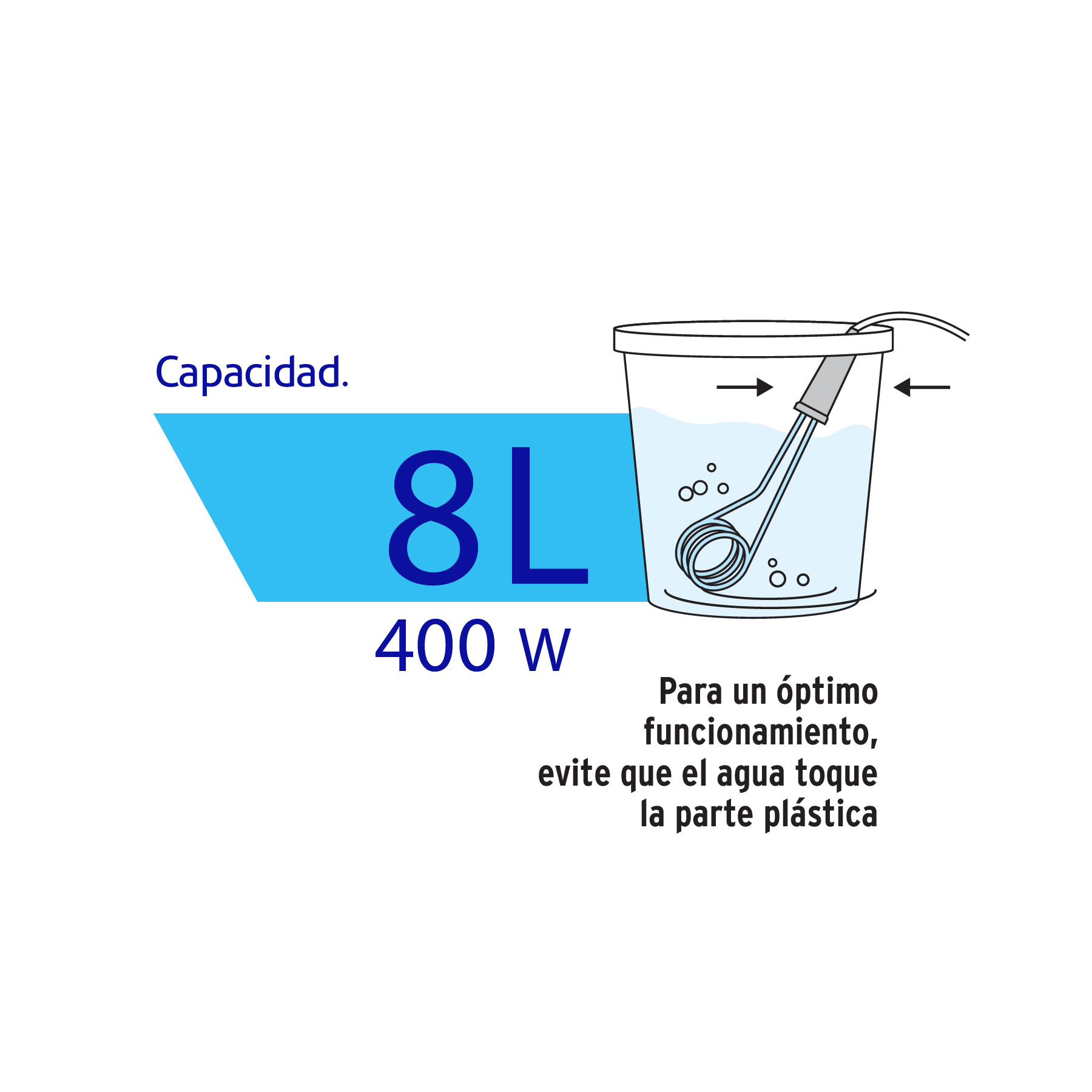 Calentador de inmersión para agua #1, 400W, 8 L Volteck - CAGU-1 / 46303 Calentador de inmersión para agua #1, 400W, 8 L Volteck - CAGU-1 / 46303