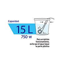 Calentador de inmersión para agua #4, 750W, 15 L Volteck - CAGU-4 / 46306 Calentador de inmersión para agua #4, 750W, 15 L Volteck - CAGU-4 / 46306
