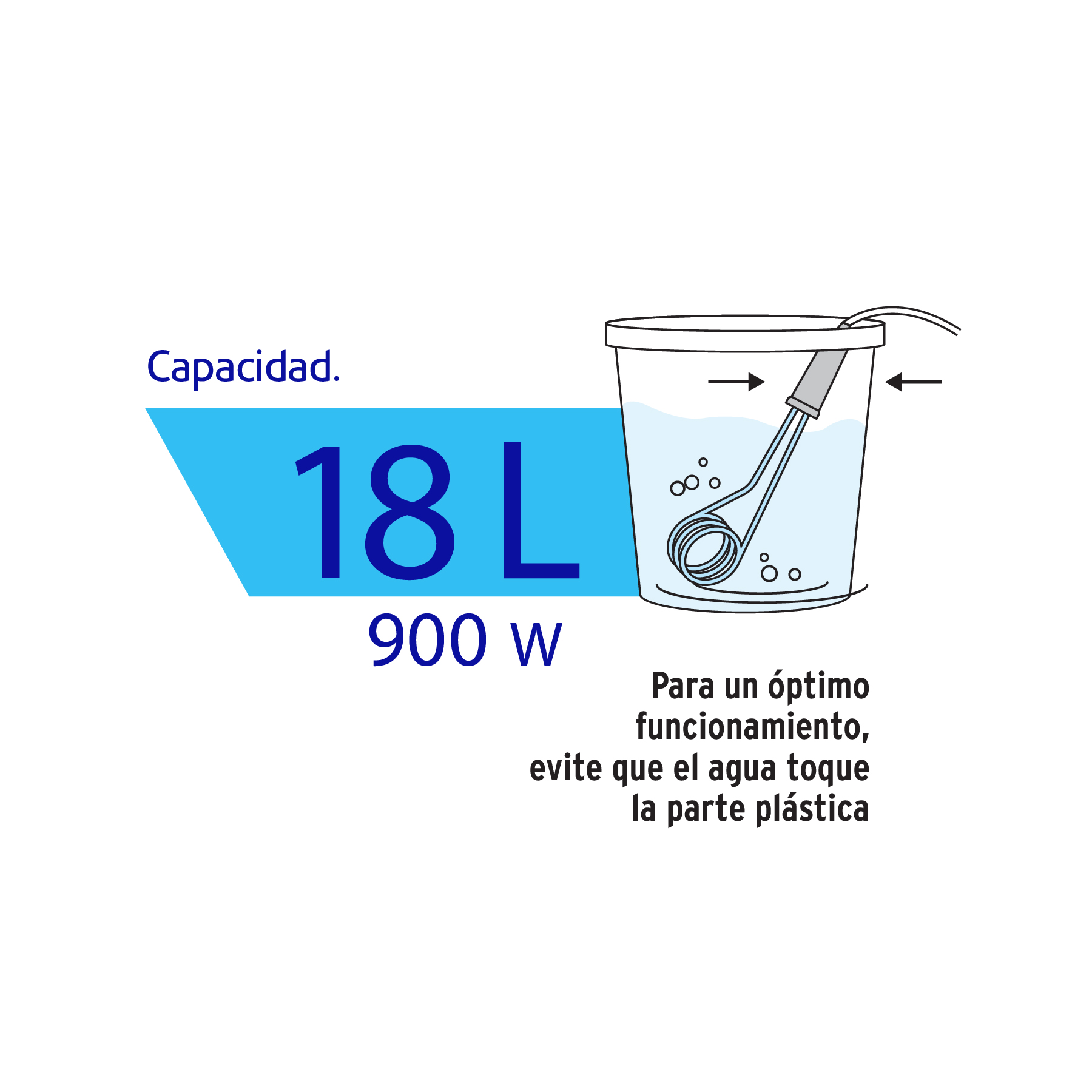Calentador de inmersión para agua #5, 900W, 18 L Volteck - CAGU-5 / 46307 Calentador de inmersión para agua #5, 900W, 18 L Volteck - CAGU-5 / 46307