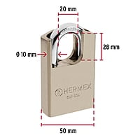 Candado de acero, máxima seguridad, 50mm, llave anti-ganzúa - CAI-50A / 43334 Candado de acero, máxima seguridad, 50mm, llave anti-ganzúa - CAI-50A / 43334