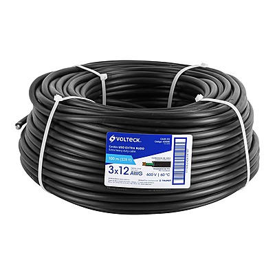 Metro de cable uso extra rudo 3 x 12 AWG en rollo de 100 m - CAUR-312 / 40006