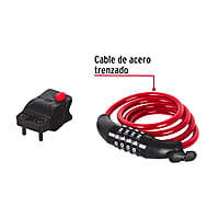 Candado de cable con combinación, 8 mm X 1.0 m - CB-8C / 43924 Candado de cable con combinación, 8 mm X 1.0 m - CB-8C / 43924