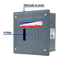 Centro de carga empotrable, 6 polos, Volteck - CCE-6 / 47331 Centro de carga empotrable, 6 polos, Volteck - CCE-6 / 47331