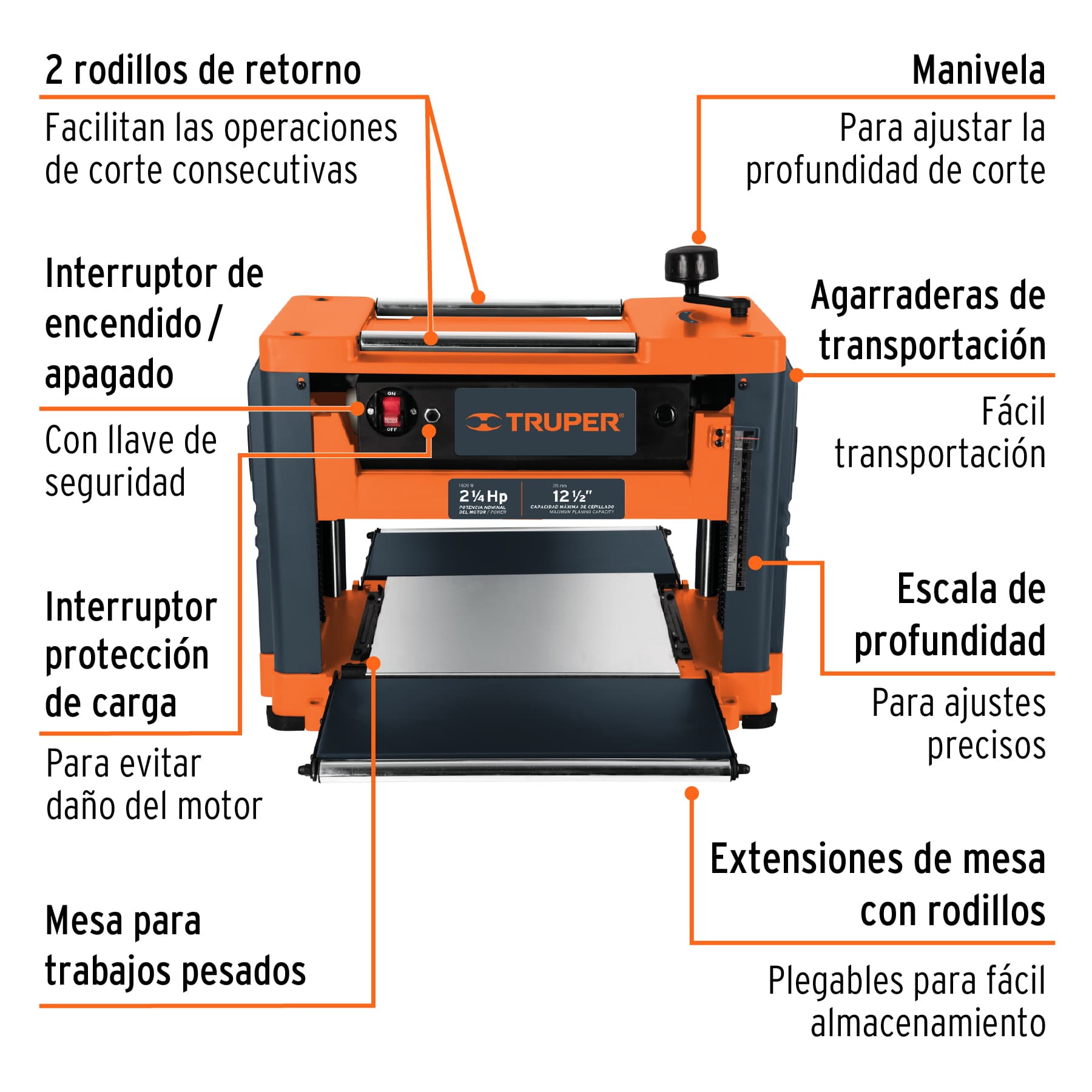 Cepillo portátil 12 1/2', 2 1/4 HP - CEP-12 / 16240 Cepillo portátil 12 1/2', 2 1/4 HP - CEP-12 / 16240