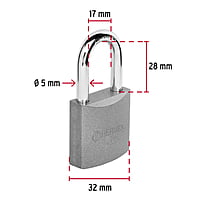 Candado de hierro, 32 mm, gancho largo, caja - CH-32L / 43793 Candado de hierro, 32 mm, gancho largo, caja - CH-32L / 43793