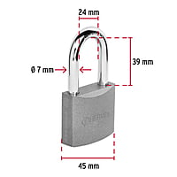 Candado de hierro, 45mm, gancho largo, caja - CH-45L / 43324 Candado de hierro, 45mm, gancho largo, caja - CH-45L / 43324