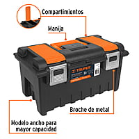 Caja Plastica 22' C/Compartimentos, Naranja, Broche Metalico - Cha-22S Caja Plastica 22' C/Compartimentos, Naranja, Broche Metalico - Cha-22S