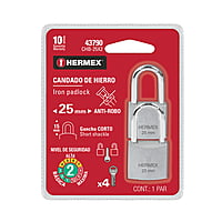Blíster con 2 candados de hierro de 25mm con gancho corto - CHB-25X2 / 43790 Blíster con 2 candados de hierro de 25mm con gancho corto - CHB-25X2 / 43790