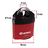 Candado de hierro, 50mm, llave anti-ganzúa, blister - CHN-50A / 43340 Candado de hierro, 50mm, llave anti-ganzúa, blister - CHN-50A / 43340