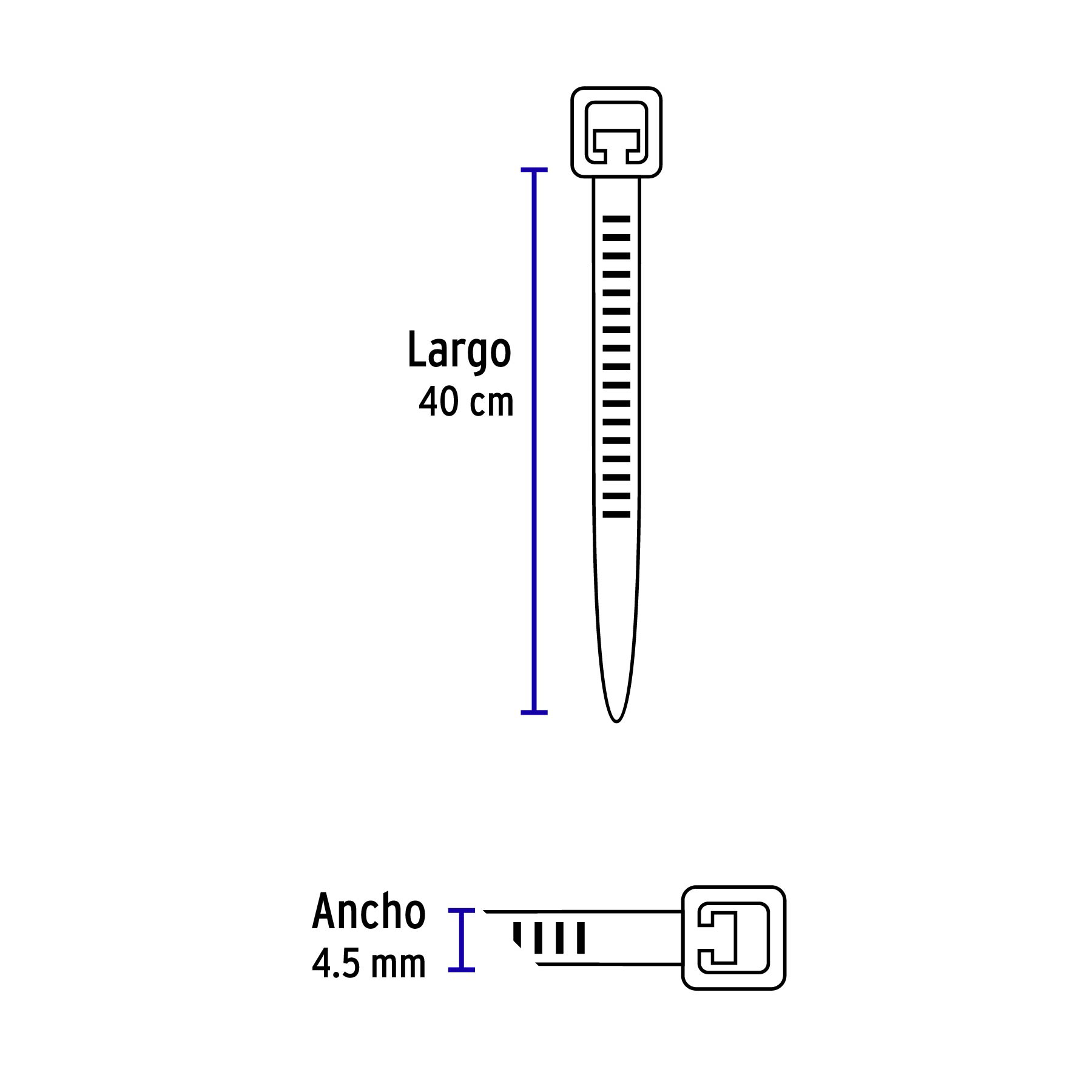 Bolsa con 25 cinchos plásticos 50 lb, 400x4.5 mm, negros - CIN-5040N / 44330 Bolsa con 25 cinchos plásticos 50 lb, 400x4.5 mm, negros - CIN-5040N / 44330