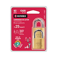 Blíster con 2 candados de latón de 25mm con gancho corto - CL-25 / 43426 Blíster con 2 candados de latón de 25mm con gancho corto - CL-25 / 43426