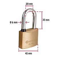 Candado de latón, 40mm, gancho largo, blister - CL-40L / 43437 Candado de latón, 40mm, gancho largo, blister - CL-40L / 43437