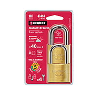 Blíster con 2 candados de latón de 40mm con gancho corto - CL-40X2 / 43443 Blíster con 2 candados de latón de 40mm con gancho corto - CL-40X2 / 43443