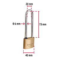 Candado de latón, 40mm, gancho extra largo, blister - CL-40XL / 43441 Candado de latón, 40mm, gancho extra largo, blister - CL-40XL / 43441