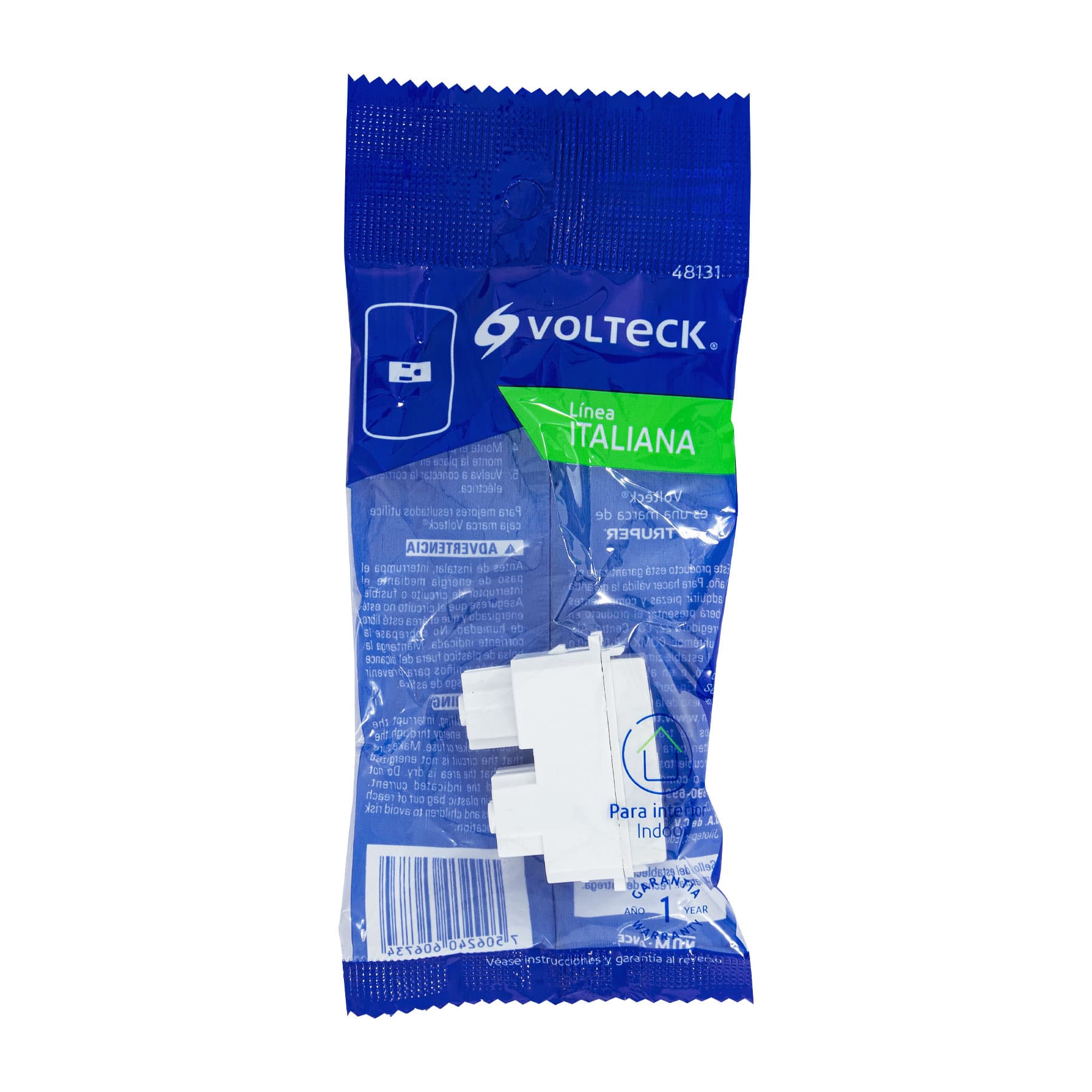 Contacto sencillo, 2 polos + tierra, línea Italiana, blanco - COA-IB / 48131