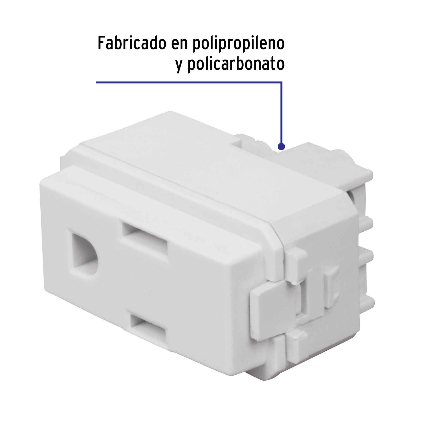 Contacto sencillo, 2 polos + tierra, línea Italiana, blanco - COA-IB / 48131