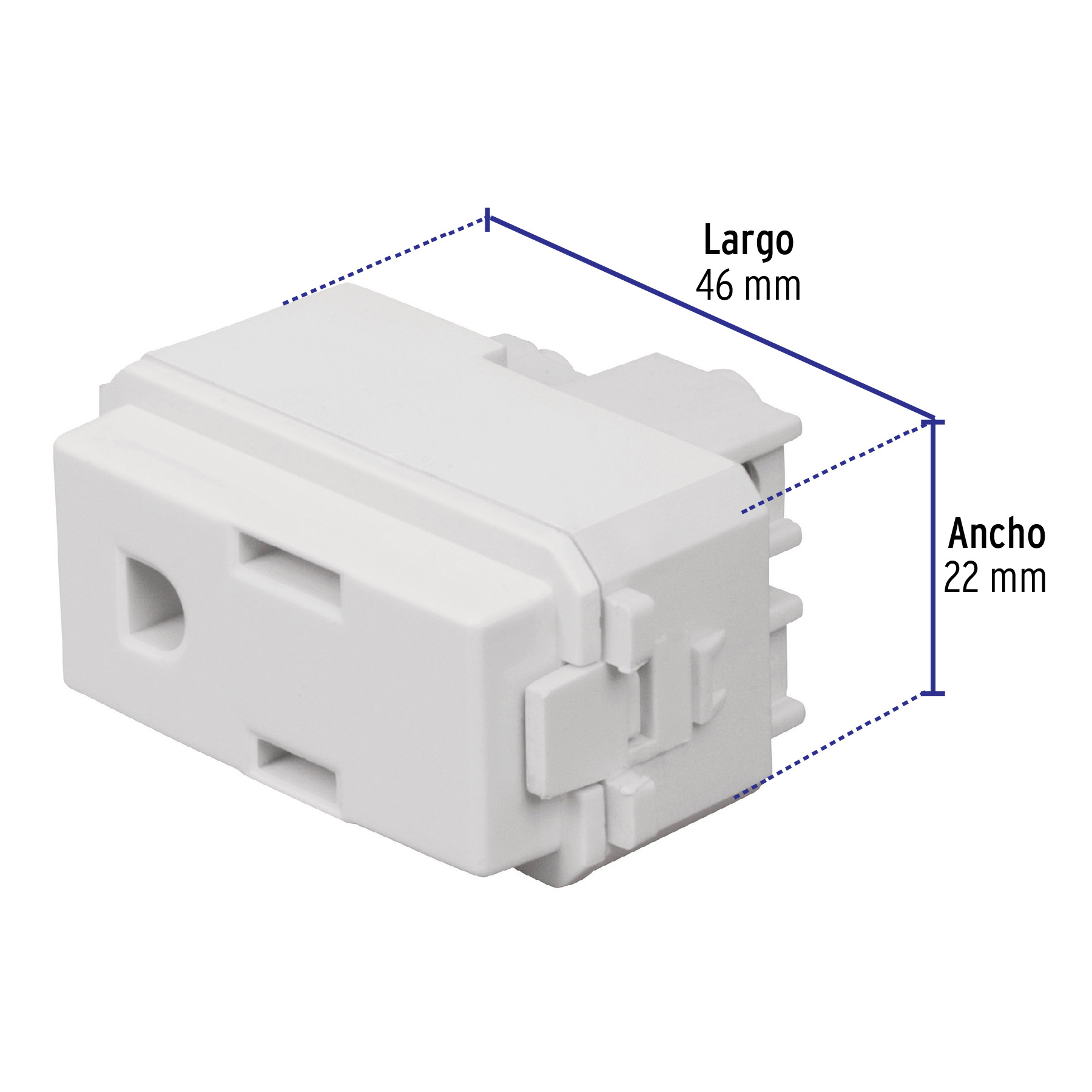 Contacto sencillo, 2 polos + tierra, línea Italiana, blanco - COA-IB / 48131