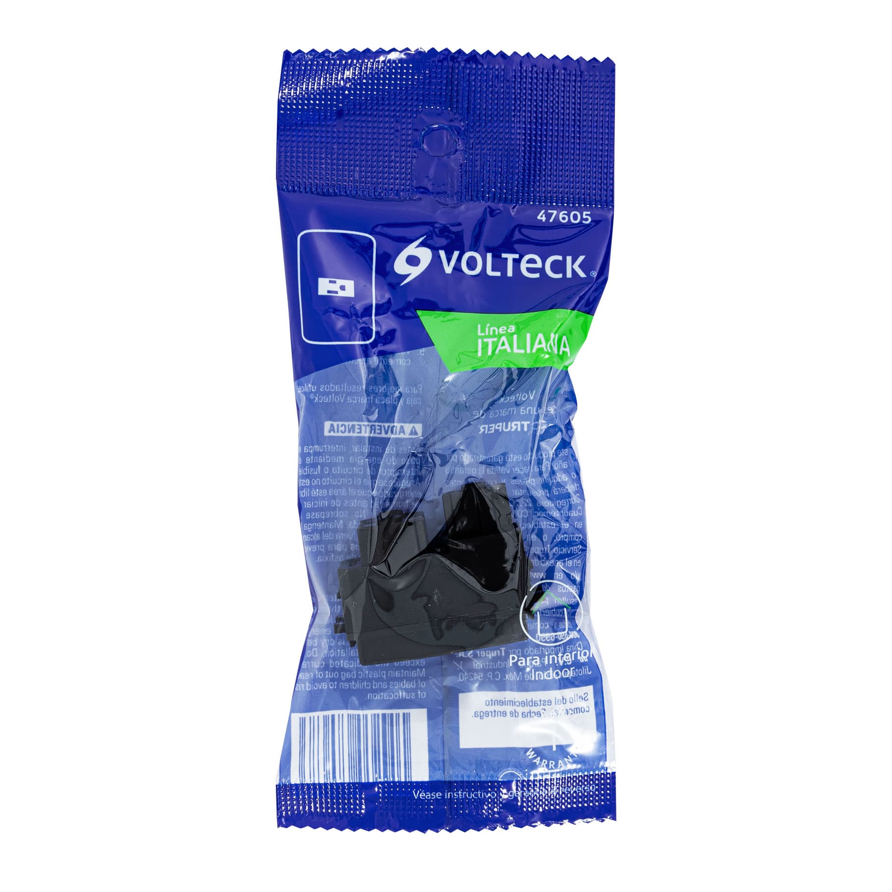 Contacto sencillo, 2 polos + tierra, línea Italiana, negro - COA-IN / 47605 Contacto sencillo, 2 polos + tierra, línea Italiana, negro - COA-IN / 47605