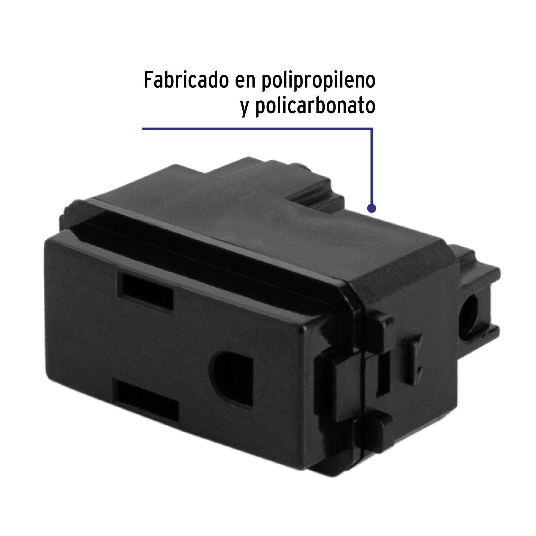 Contacto sencillo, 2 polos + tierra, línea Italiana, negro - COA-IN / 47605 Contacto sencillo, 2 polos + tierra, línea Italiana, negro - COA-IN / 47605