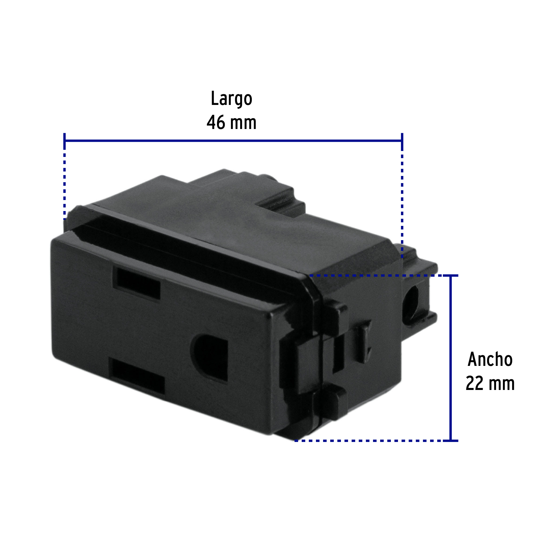 Contacto sencillo, 2 polos + tierra, línea Italiana, negro - COA-IN / 47605 Contacto sencillo, 2 polos + tierra, línea Italiana, negro - COA-IN / 47605