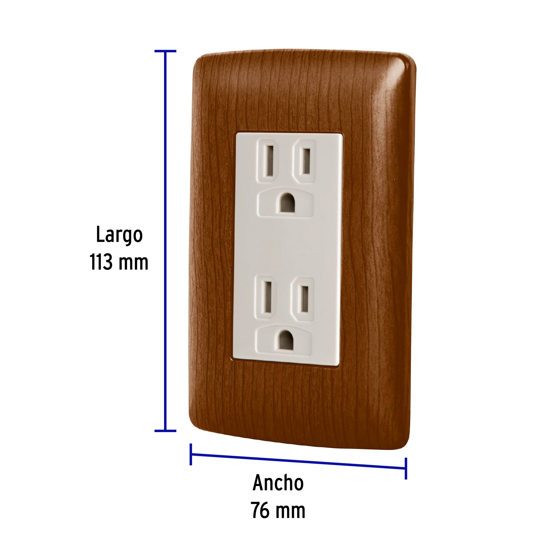 Contacto dúplex aterrizado, color madera, línea Italiana - CODO-IM / 49809 Contacto dúplex aterrizado, color madera, línea Italiana - CODO-IM / 49809