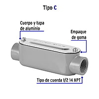 Condulet 1/2' conexión tipo C, Volteck - COLET-1/2-C / 46982 Condulet 1/2' conexión tipo C, Volteck - COLET-1/2-C / 46982