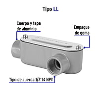 Condulet 1/2' conexión tipo LL, Volteck - COLET-1/2-LL / 46976 Condulet 1/2' conexión tipo LL, Volteck - COLET-1/2-LL / 46976